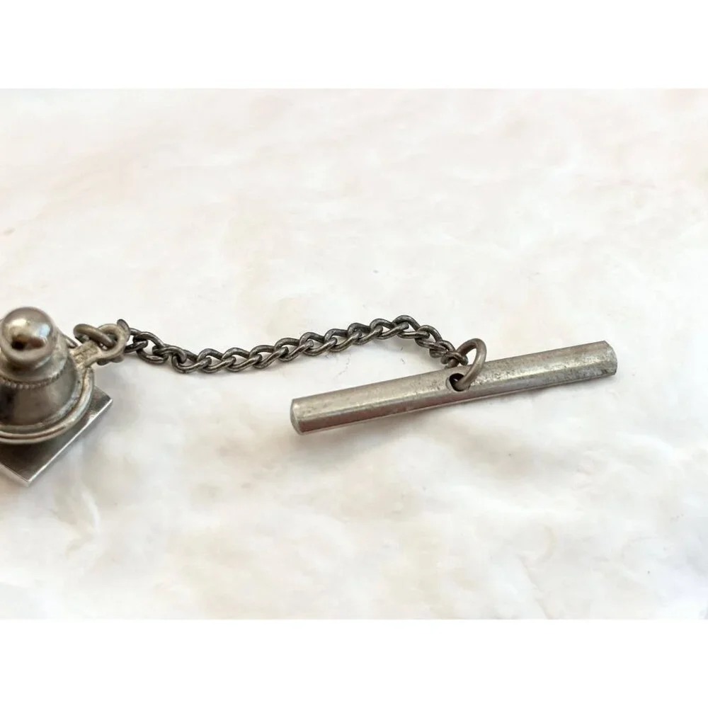 Square Geometric Minimalist Silver Toned Vintage Men's Tie Tack